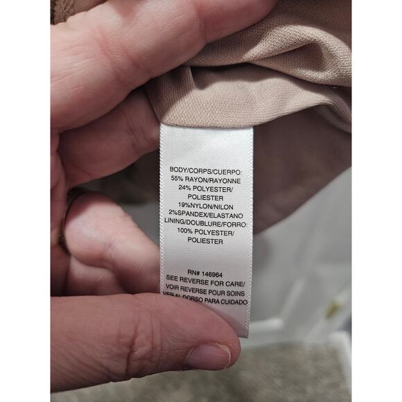 Julia Jordan Beige Ribbed Knit Sweater Dress Long Sleeve Lined Size 6 Winterr - Picture 4 of 7